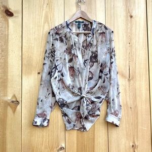 Lauren Ralph Lauren Semi Transparent Floral Blouse Sz 2X